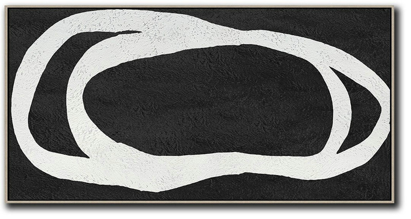 Acrylic Minimailist Painting,Oversized Horizontal Minimal Art On Canvas - Hand-Painted Canvas Art